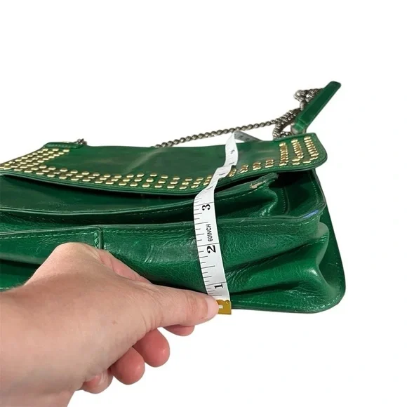 Patricia Nash Discovery Green Studded Merano Leather Shoulder Bag - Picture 6 of 16